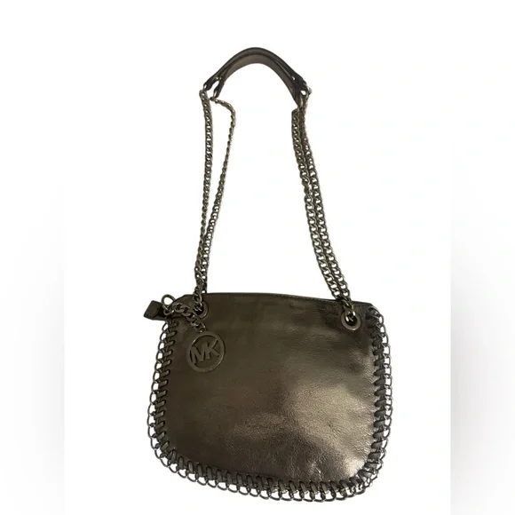 Michael Kors Leather Metallic Shoulder Crossbody Bag with Chain Strap Detail GUC - Picture 7 of 8